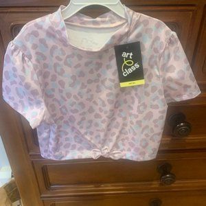 Purple Animal Print Half top Girls Size 10/12 New with Tags